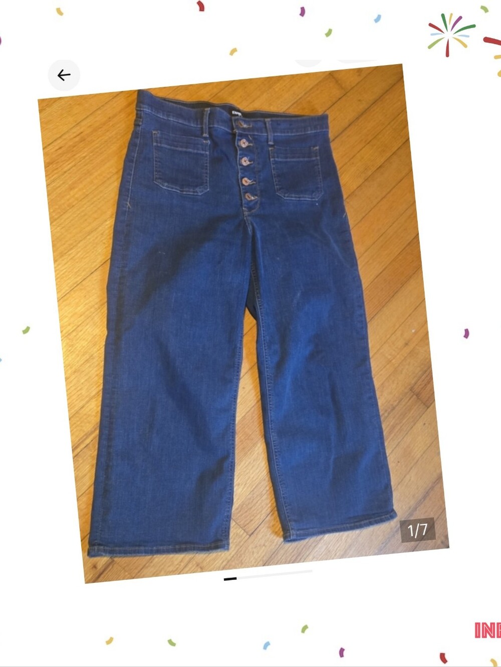 Express Women’s Dark Blue Cropped Button-Front Wide Leg  Jeans Size 12